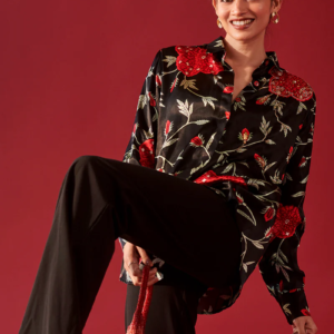Black Floral Vine Shirt