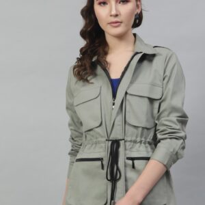 Green Striped Lightweight Sporty Jacket