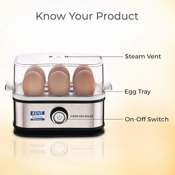 KENT 16069 Super Egg Boiler 400W | Boils upto 6 Eggs At a Time | 3 Boiling Modes