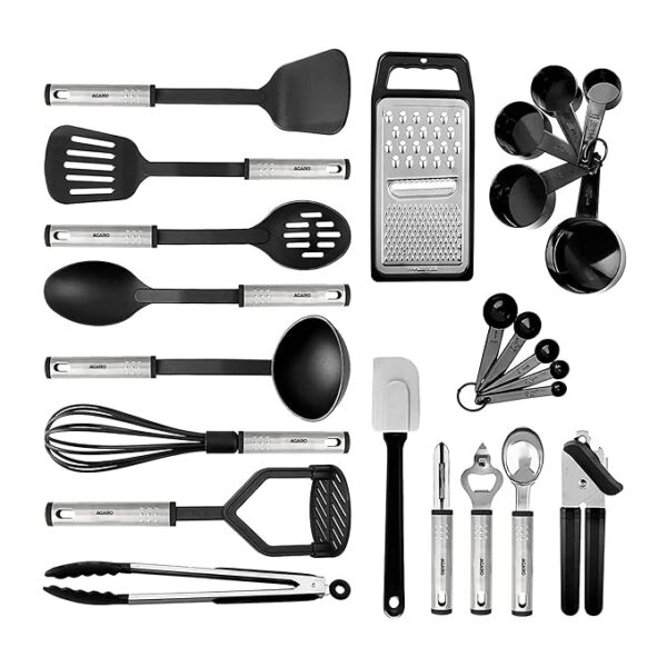 AGARO Galaxy 24 Pcs Kitchen Utensils Set, Nylon and Stainless Steel, Heat Resistant