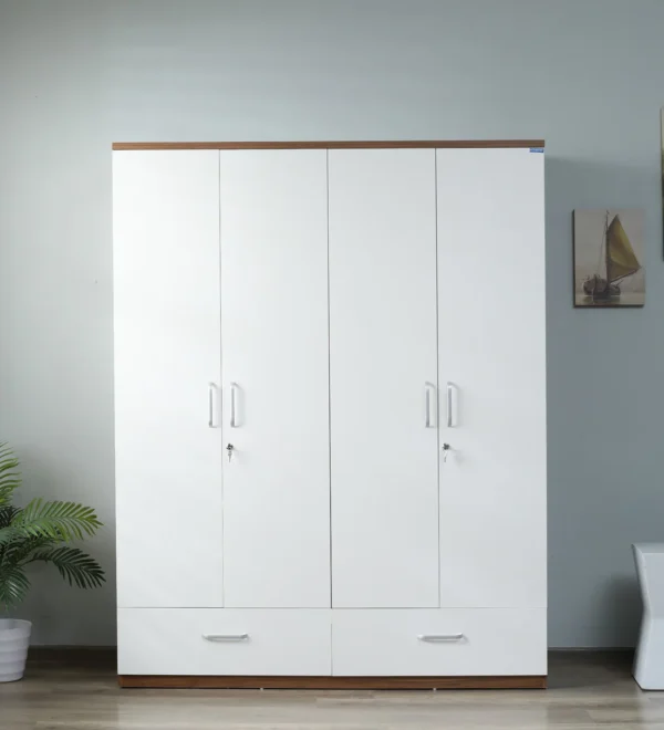 Kosmo Apex 4 Door Wardrobe in Frosty White Finish