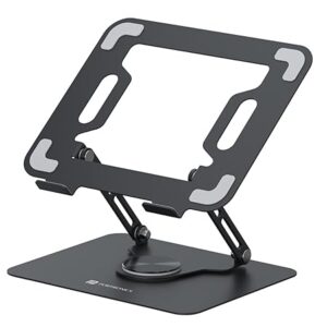 Portronics My Buddy K9 - Portable Laptop Stand - Adjustable Elevation Levels - Ventilated Anti-Slip Design - 360-degree Rotating Base(Black)