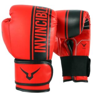 Invincible Tejas Fitness Training Synthetic Leather Boxing Gloves for Men & Women (Red-Black, 16 OZ)