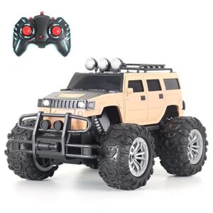 popsugar Off Roader Rechargeable Remote Control Car | Monster Truck with 4 Headlight Modes | Lithium Battery | C-Type Charging | Remote Control Car for Kids | Made in India, Beige