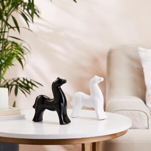 basics Home Decor White and Black Resin Horse Figurines - (Pack of 2, Black & White)