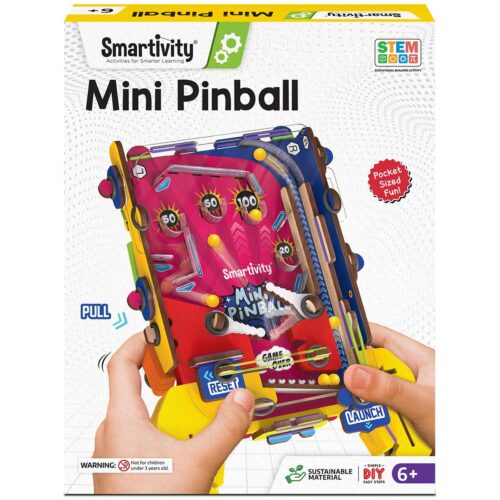 Size Mini Colour Multicolor Brand Smartivity Theme Pinball Game Number of Players 1 About this item ACTION-PACKED FUN TIME: Bring the Arcade home with this exciting mechanical Mini Pinball Machine. Our step-by-step instructional manual ensures a deeply engaging DIY experience, perfect for kids to construct and enjoy for hours. Designed for Boys and Girls for ages 6,7,8,9,10,11,12,13,14 years old DEVELOPS KEY SKILLS: Reduce screen time and boost confidence and creativity with 100% screen-free engagement. As kids build their own toys, they learn about the science around us, developing a lifelong love for science. FREE PARTS LIFETIME: Enjoy hassle free fun with all parts included, plus a lifetime supply of replacement parts. Easy-to-follow instructions make building a breeze, ensuring uninterrupted playtime. MADE FROM SUSTAINABLE WOOD: Made from the highest quality engineered wood, our toys are completely safe for kids and boast long-lasting durability. ULTIMATE GIFT: Give the gift of entertainment and learning combined. Ideal for birthdays gifts for boys and girls, this makes for a thoughtful present that providing endless hours of enjoyment and learning for kids LOVED BY KIDS AND PARENTS WORLDWIDE: Trusted by families in 33+ countries, our toys have received multiple accolades, including STEM org approval, the 2022 Innovative Toy of the Year in the Netherlands, and TOTY 2022 Finalist. Join a global community celebrating STEM education through play. AN IIT DELHI ALUMNI VENTURE: Crafted by IIT Delhi alumni and rigorously kid-tested for over 100 hours. Our team brainstorm hundreds of ideas to create the most exciting projects that are also age-appropriate and educational.