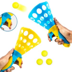 Storio Click and Catch Twin Ball Launcher Game with 3 Balls Indoor Outdoor Toy Set