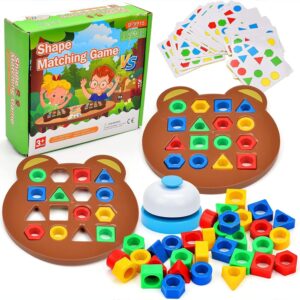Kidology Geometric Shape and Color Matching Puzzle Board Game with Bell for Kids 3+