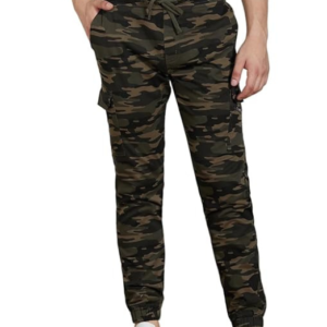 Mens Cotton Lycra Mid Rise Regular Fit Camouflage Cargo Joggers