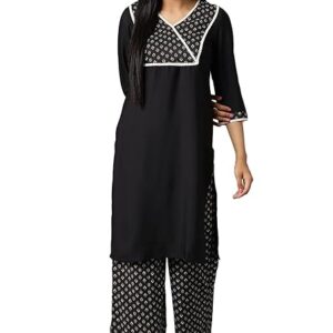 Women Solid Crepe Kurta Set with Palazzos