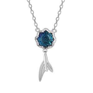 Silver Fin in Ocean Necklace | Gifts for Girlfriend,Pendant to Gift Women & Girls