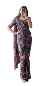 Women's Georgette Digital Printed Ready To Wear one Minute Saree With Unstitched Blouse Piece (Ready To wear Georgette)