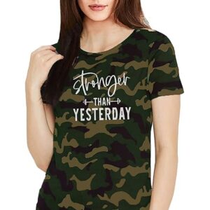 Regular Fit Half Sleeve Cottonblend Regular Fit Camouflage Women Tshirt
