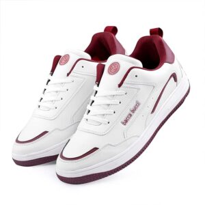 Men Flat Sole White Casual Sneakers Shoes For All Day Wear With Memory Cushion Footbed